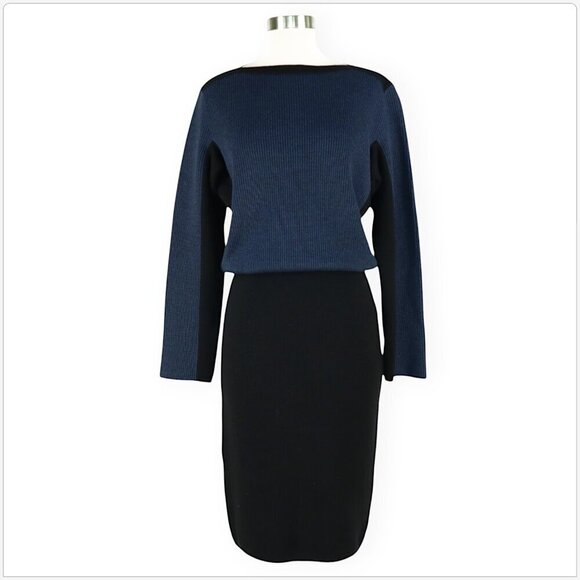 Alaïa Navy Black Colorblock Blouson Wool Sweater Dress $3940 New NWT 40 8 - Picture 4 of 10